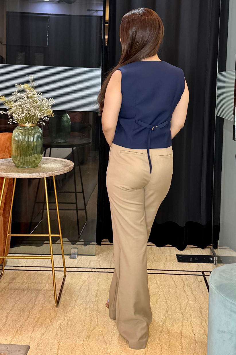 Navy Blue Waistcoat for Women – Sleeveless Tailored Formal Vest