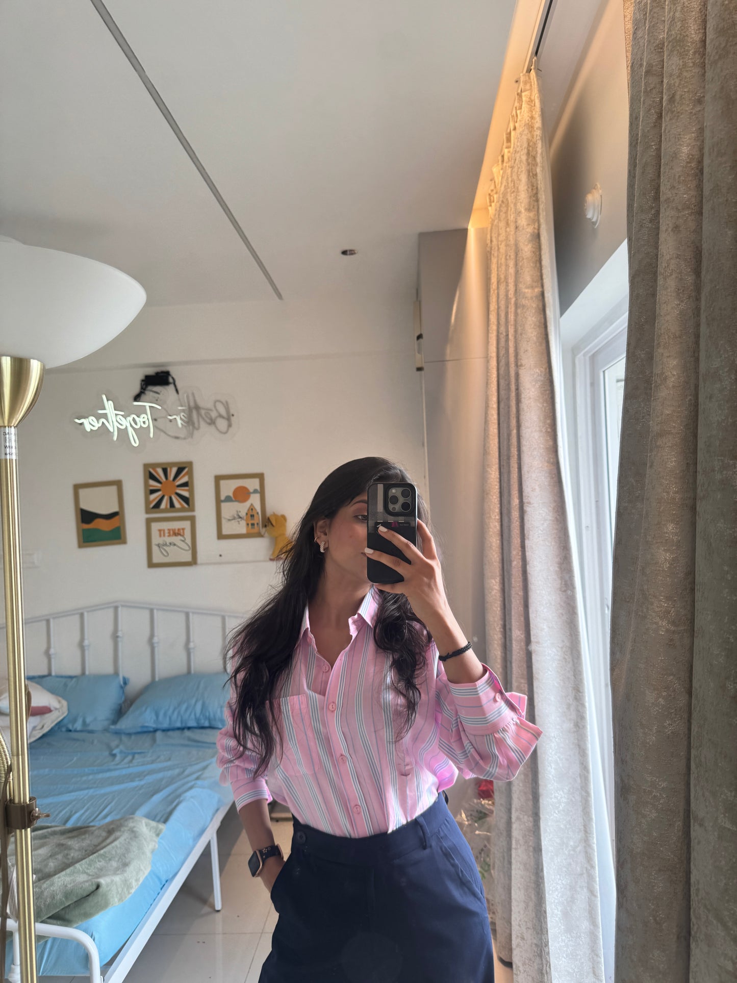 Pink Striped Boyfriend Shirt