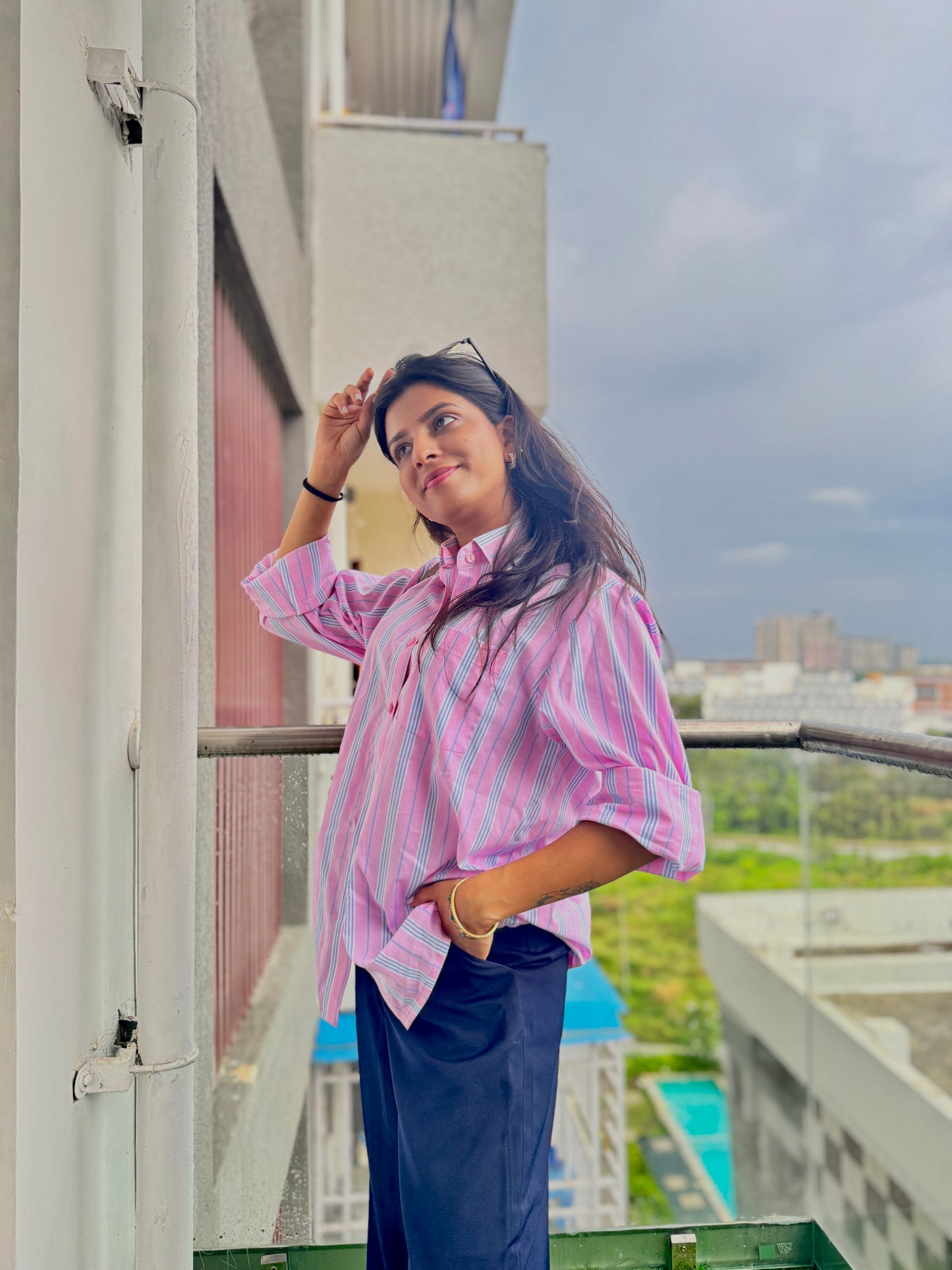 Pink Striped Boyfriend Shirt