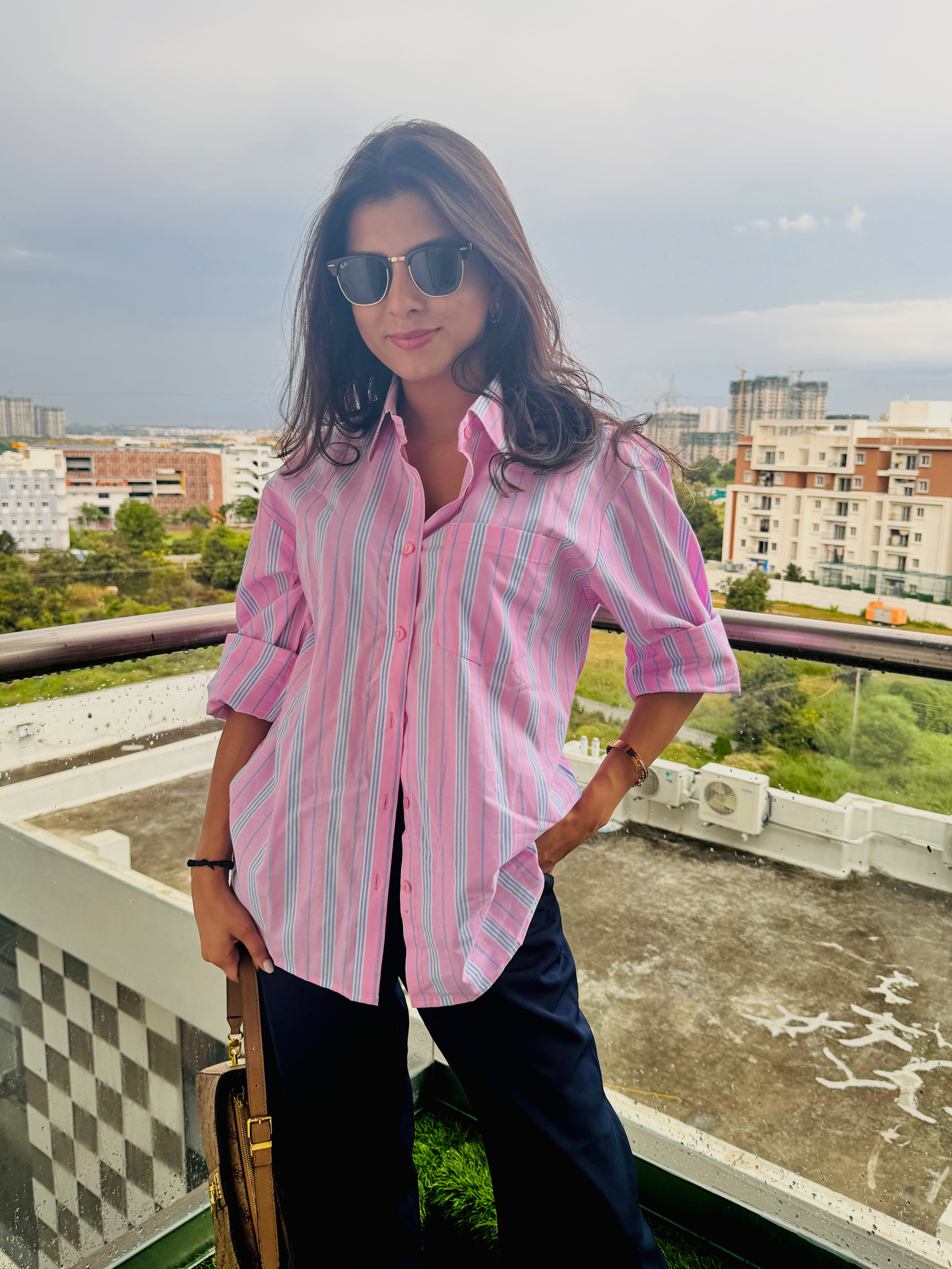 Pink Striped Boyfriend Shirt