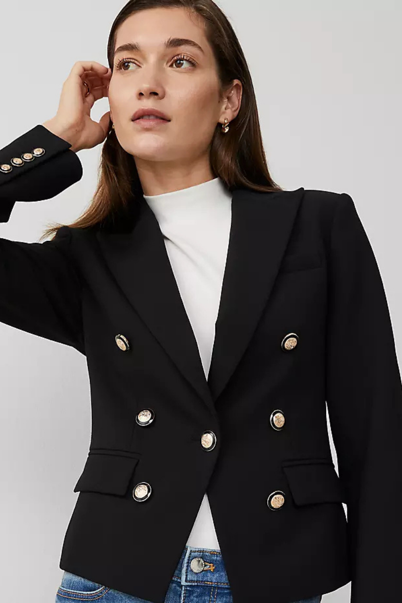 Black Double Breasted Blazer for Women – Tailored Formal Office Wear