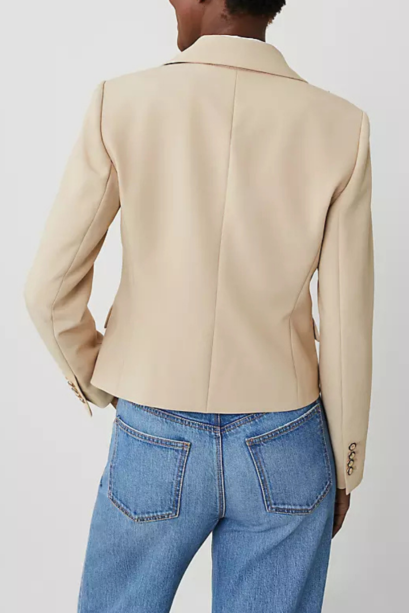 Beige Blazer for Women – Double Breasted Tailored Office Wear