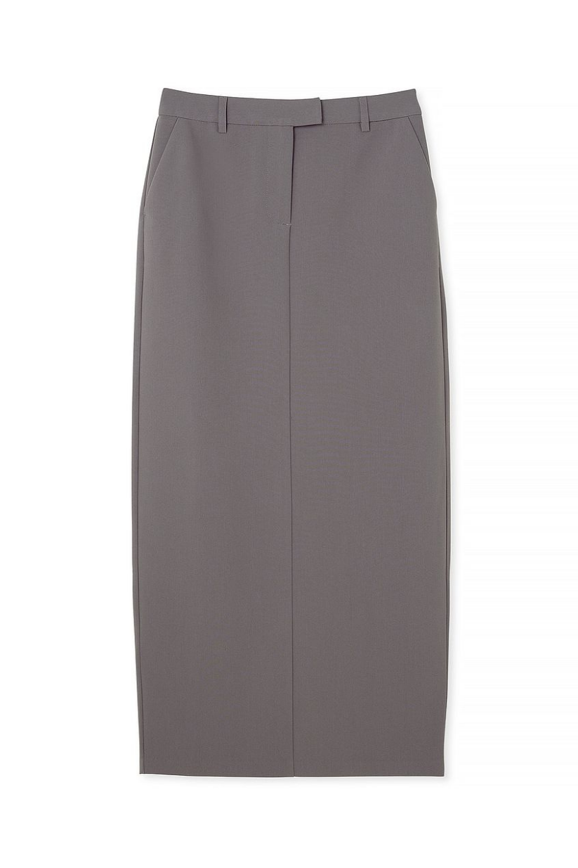 Grey Tailored Maxi Skirt – Formal Long Skirt for Women