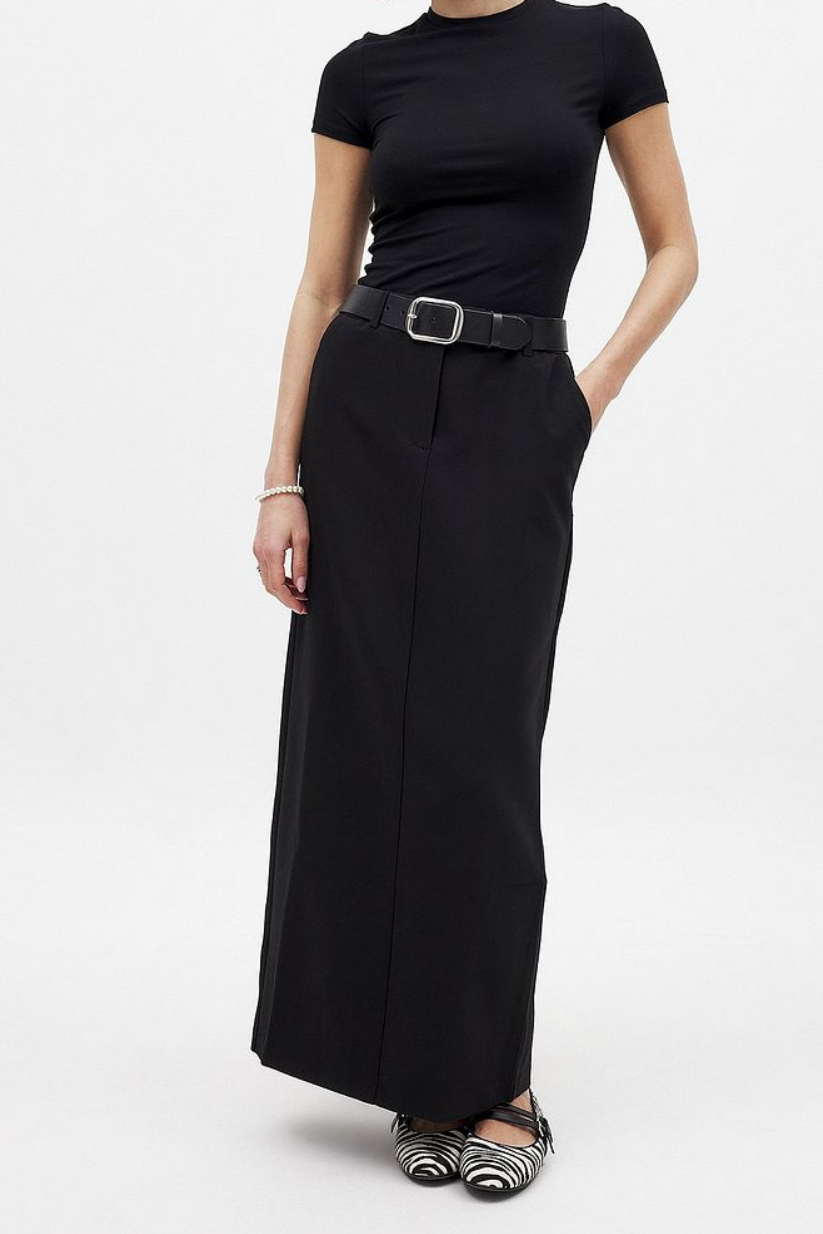 Black Tailored Maxi Skirt – Formal Long Skirt for Women