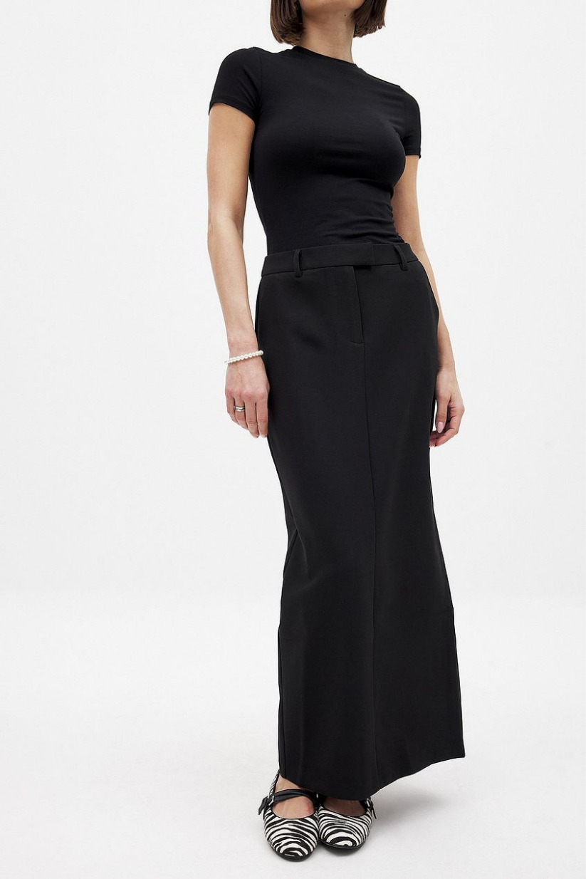 Black Tailored Maxi Skirt – Formal Long Skirt for Women