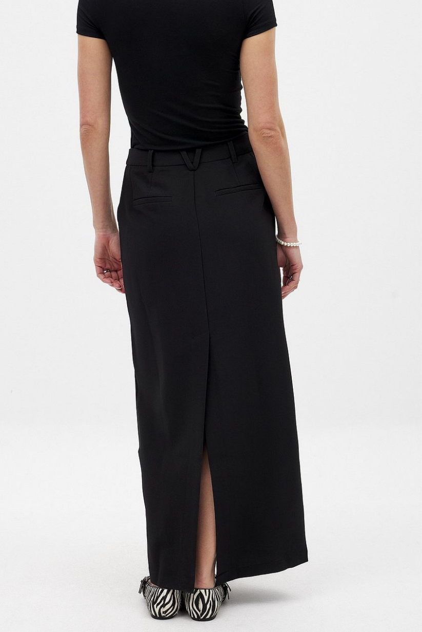 Black Tailored Maxi Skirt – Formal Long Skirt for Women