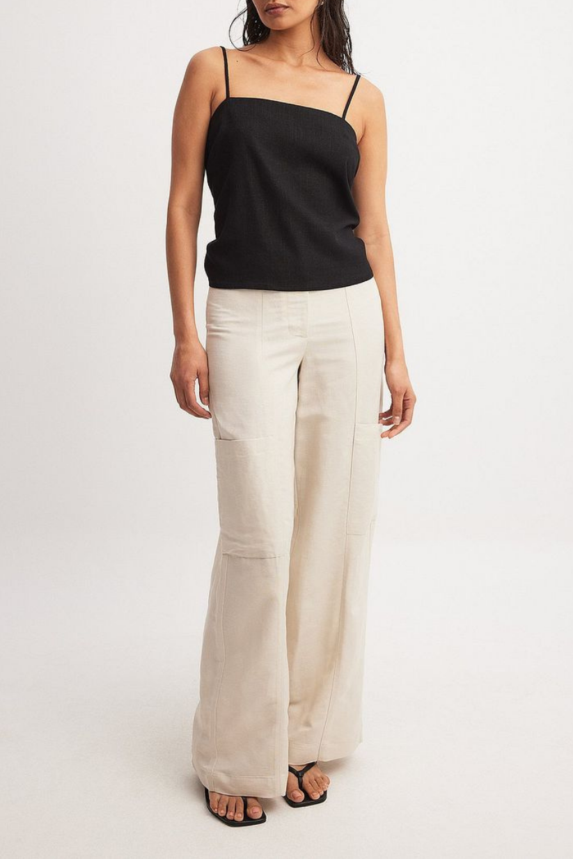Beige Linen Co-ord Set – Single Button Blazer & Straight-Fit Pants
