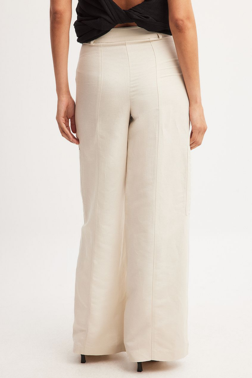 Beige Linen Co-ord Set – Single Button Blazer & Straight-Fit Pants