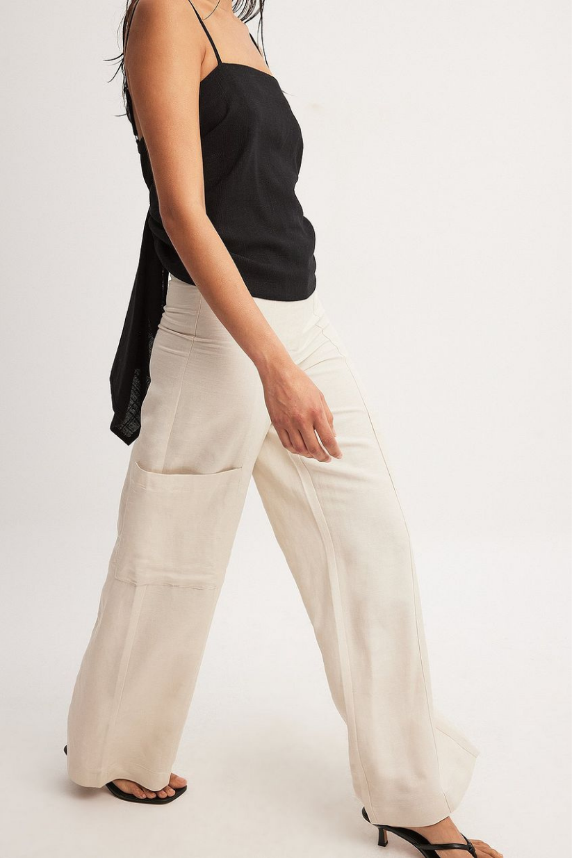 Beige Linen Co-ord Set – Single Button Blazer & Straight-Fit Pants
