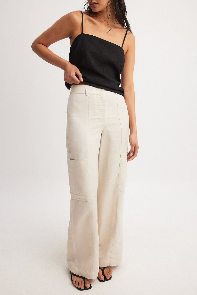 Beige Linen Co-ord Set – Single Button Blazer & Straight-Fit Pants