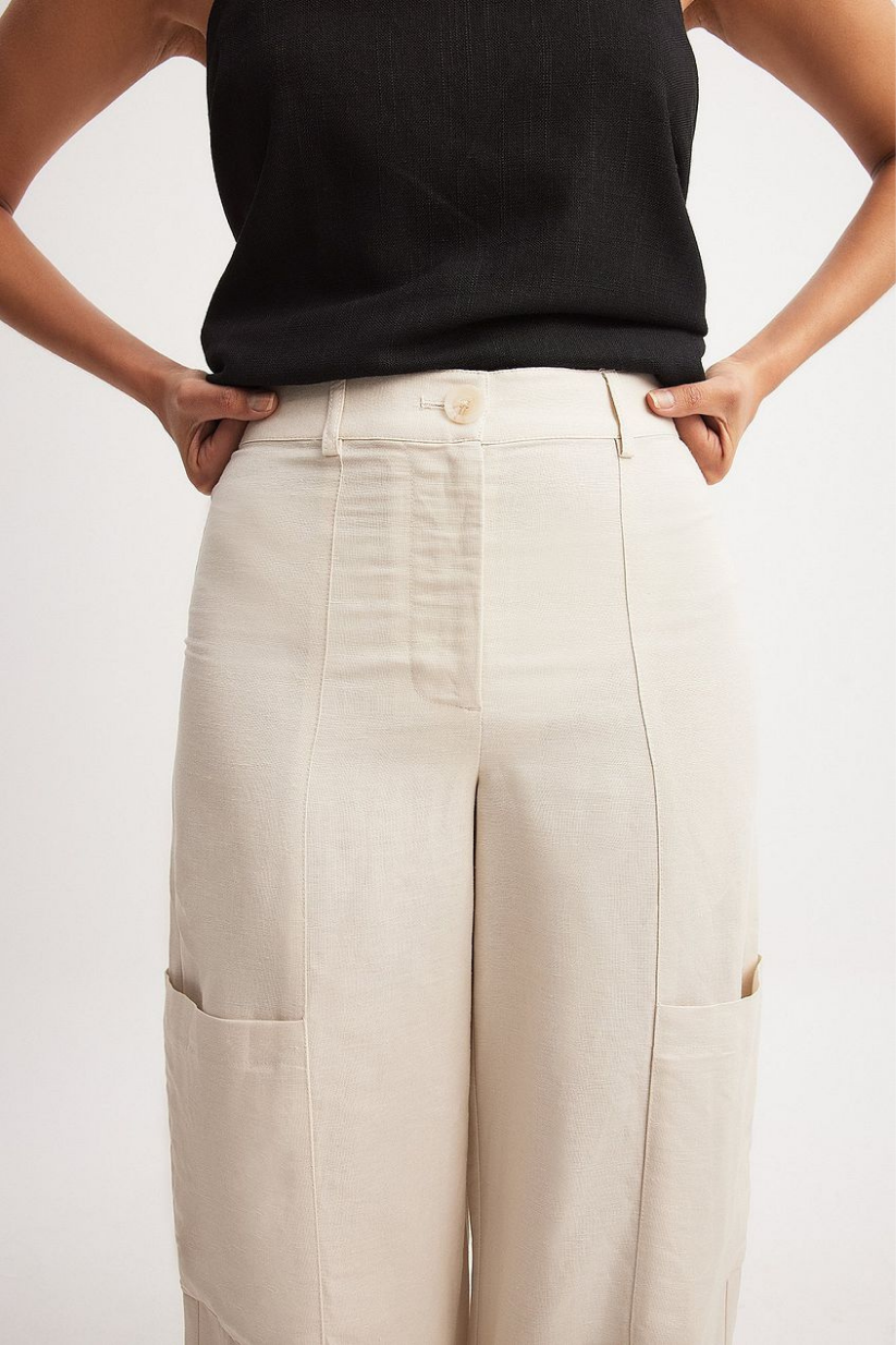 Beige Linen Co-ord Set – Single Button Blazer & Straight-Fit Pants