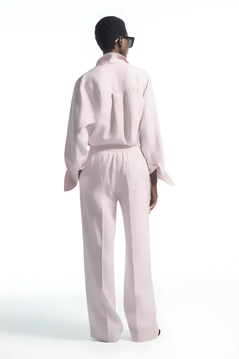 Pink Linen Co-ord Set – Oversized Shirt & Straight-Leg Pants