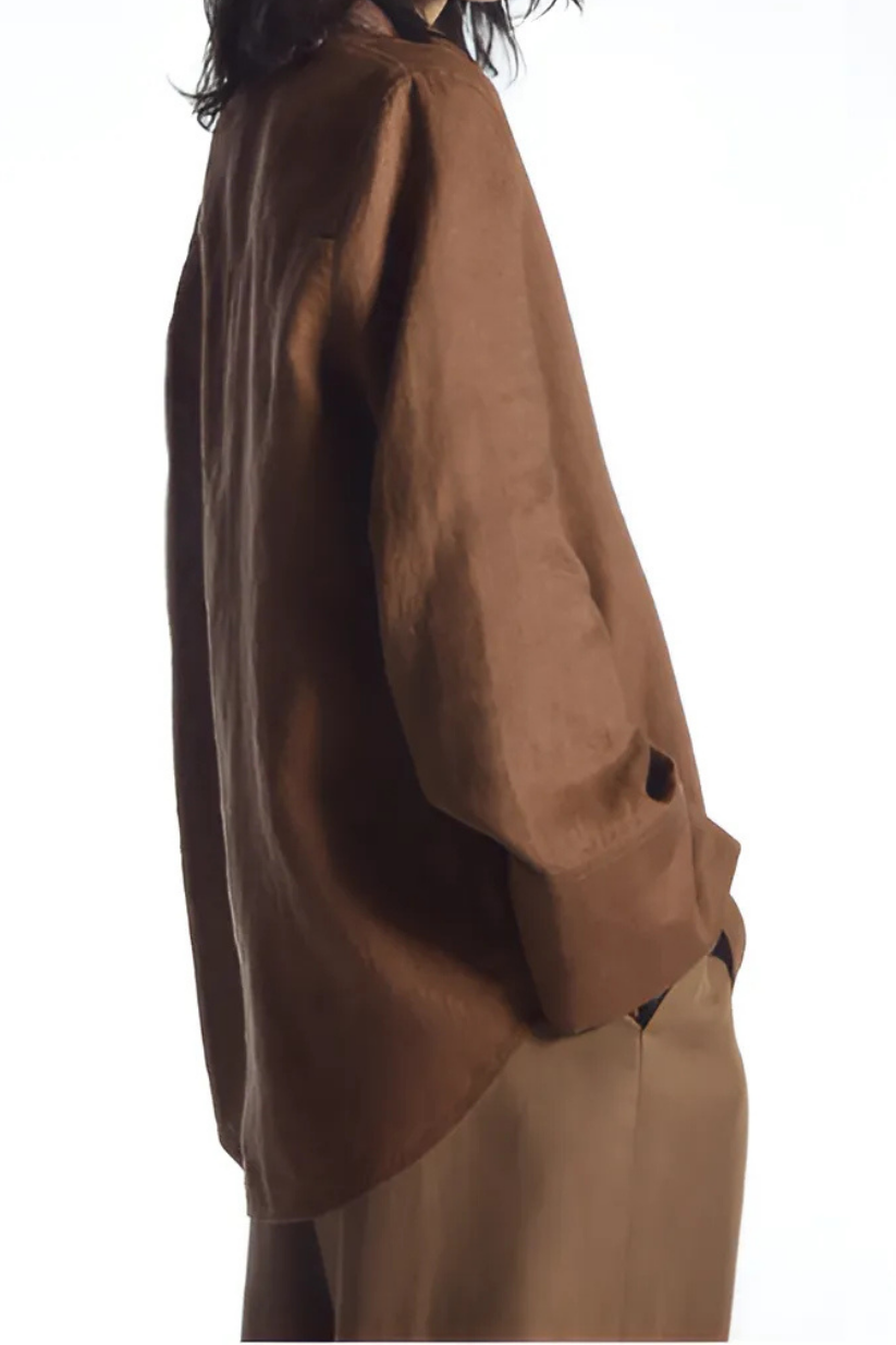 Brown Linen Shirt and Pants Set – Co-ord for Women