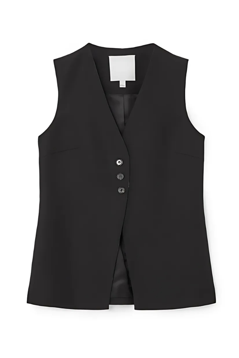Black Linen Co-ord – Waistcoat & Wide Leg Pants | POSE
