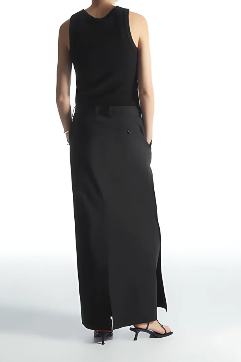 Black Linen Co-ord Set – Blazer & Pencil Skirt for Women