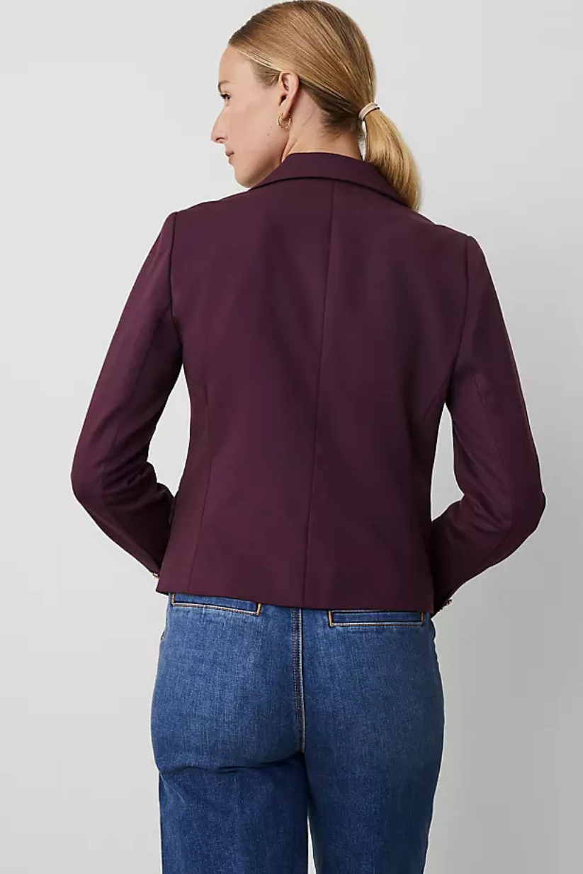 Plum Double Breasted Blazer for Women – Elegant Formal Office Wear