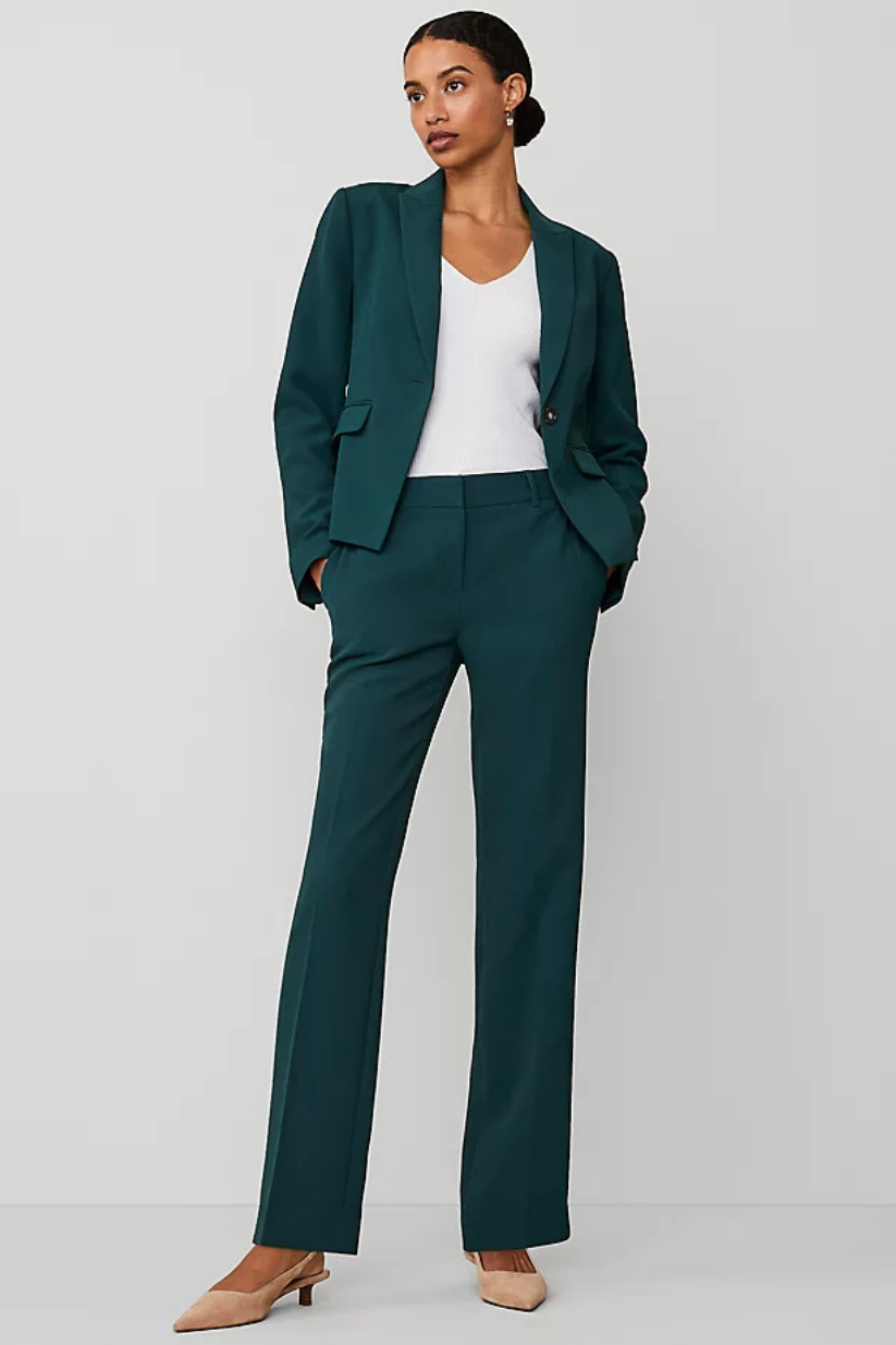 Dark Green One Button Blazer