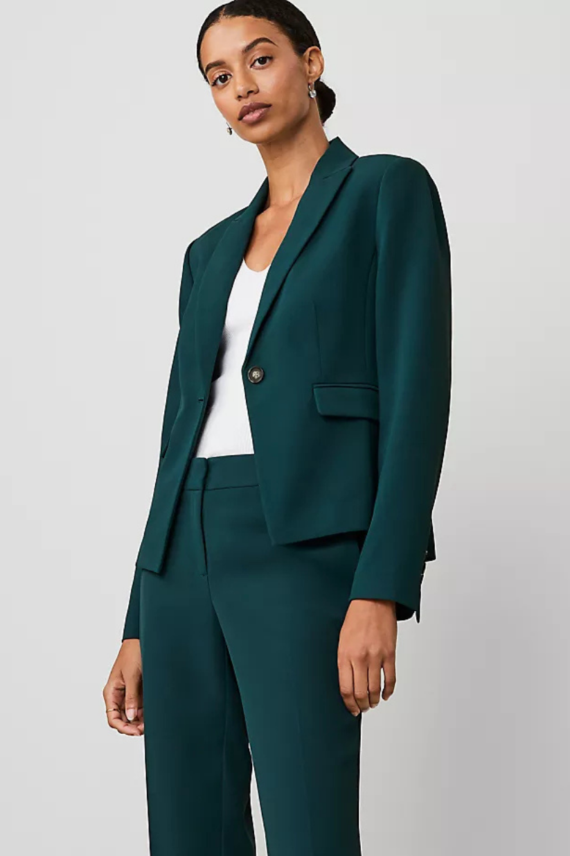 Dark Green One Button Blazer