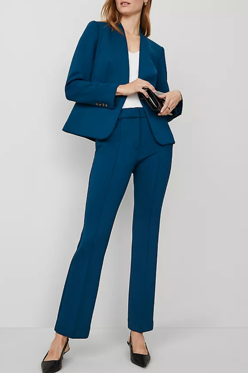 Blue One Button Cutaway Blazer