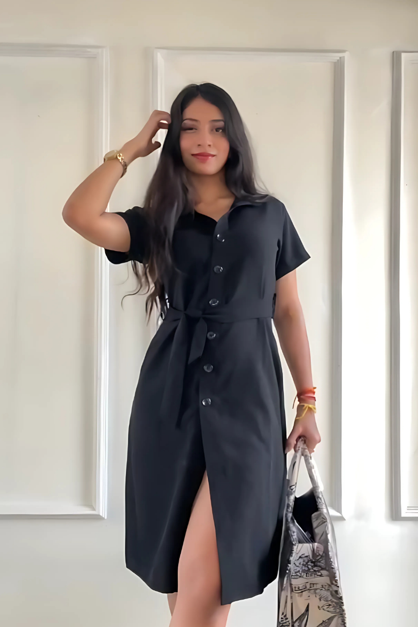 Black Formal Shirt Dress