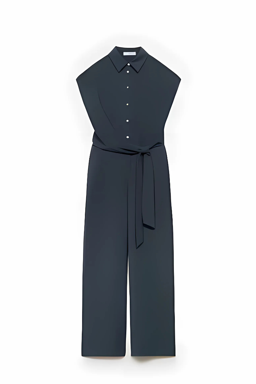 Dark Grey Belted Detail Jumpsuit