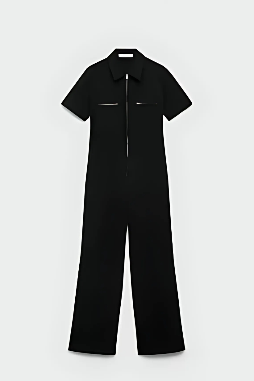 Black Zipper Jumpsuit
