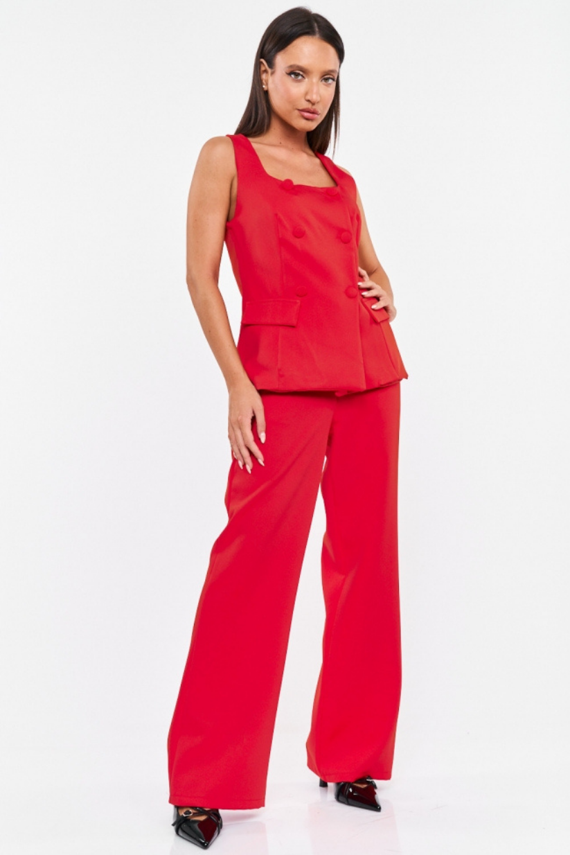 Bright Red Linen Co-ord Set