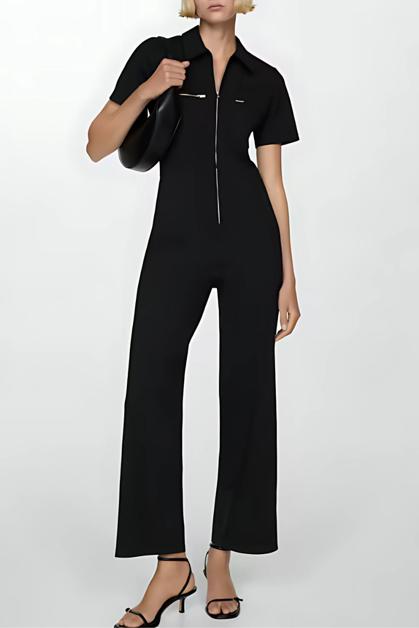 Black Zipper Jumpsuit
