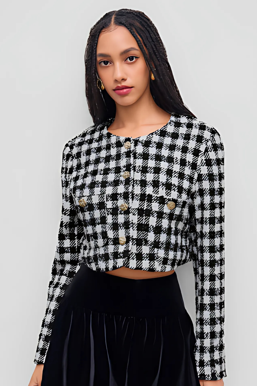 Black Checkered Tweed Jacket