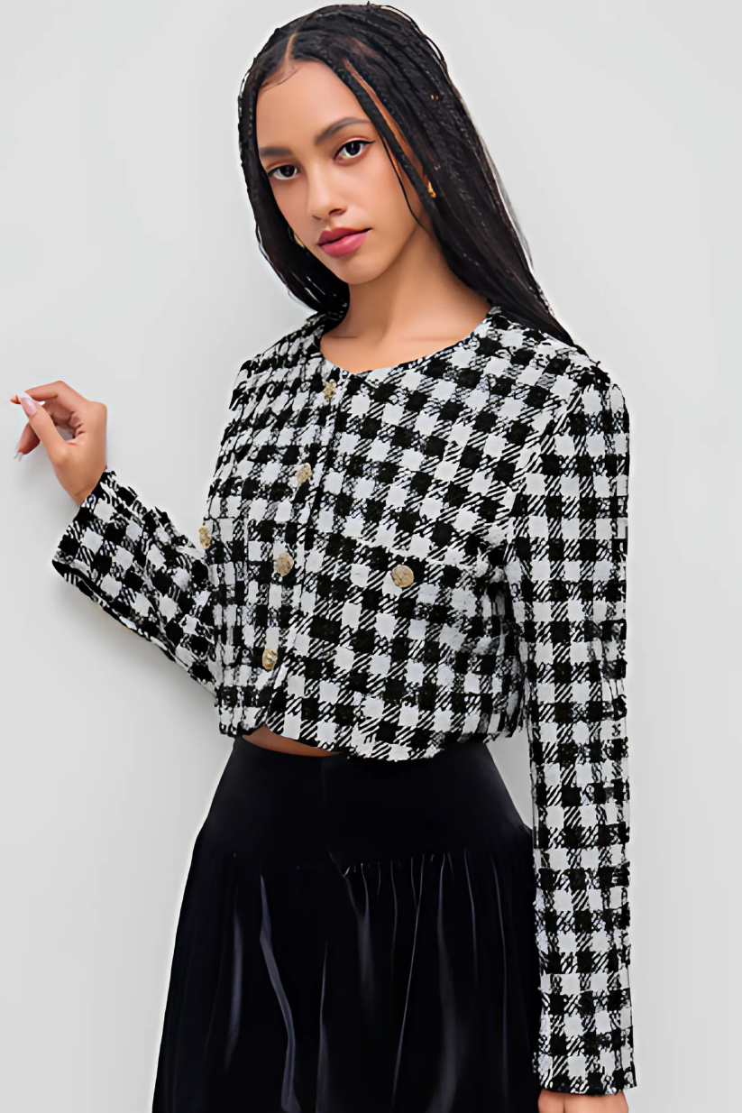 Black Checkered Tweed Jacket