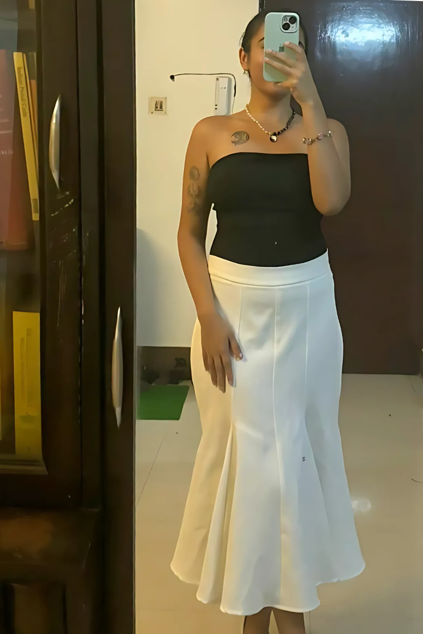 White Mermaid Silhouette Skirt