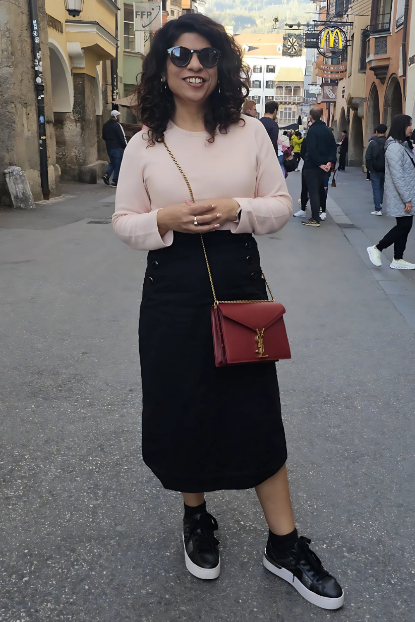 Black Linen Midi Skirt