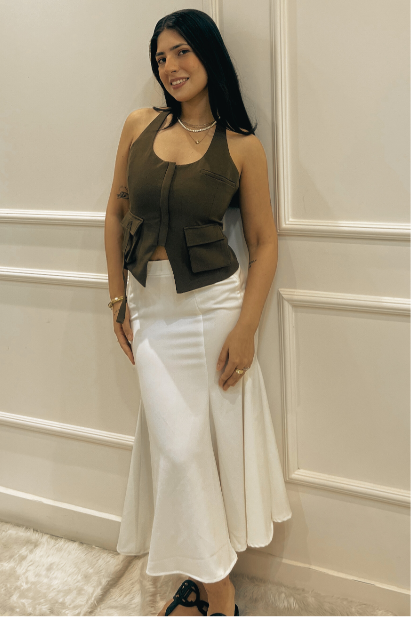 White Mermaid Silhouette Skirt