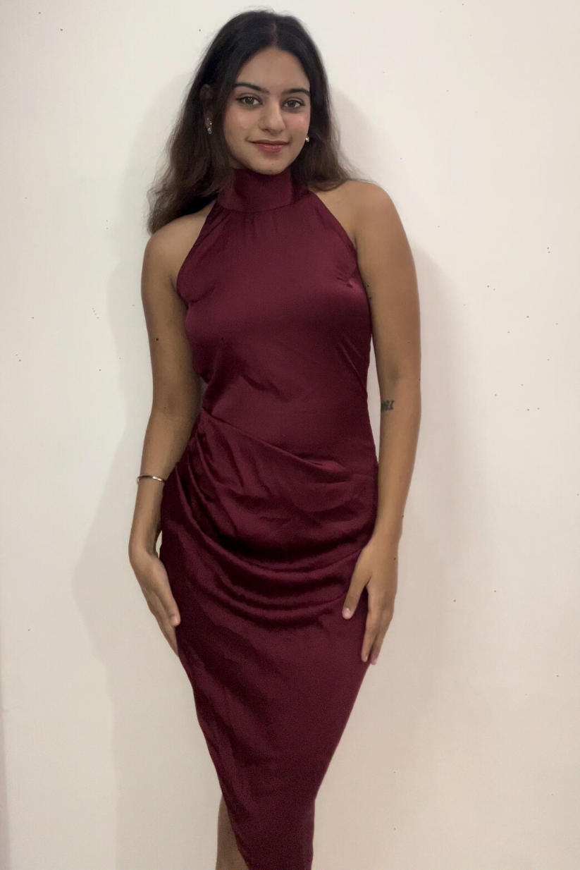 Maroon Side Slit Dress