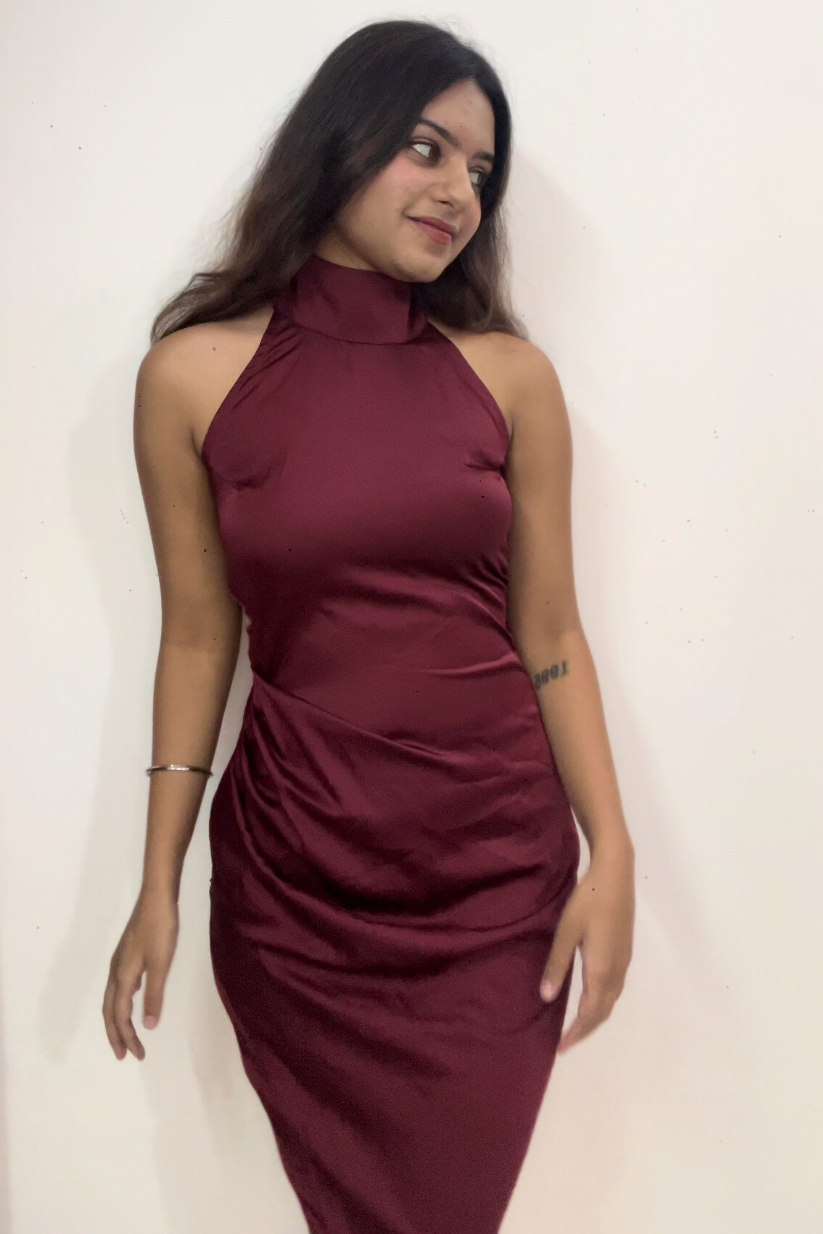 Maroon Side Slit Dress