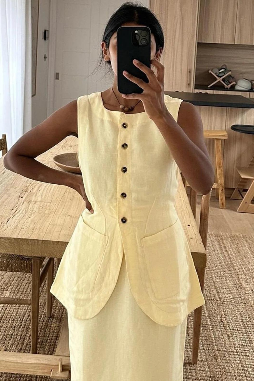 Yellow Linen Co-ord Set