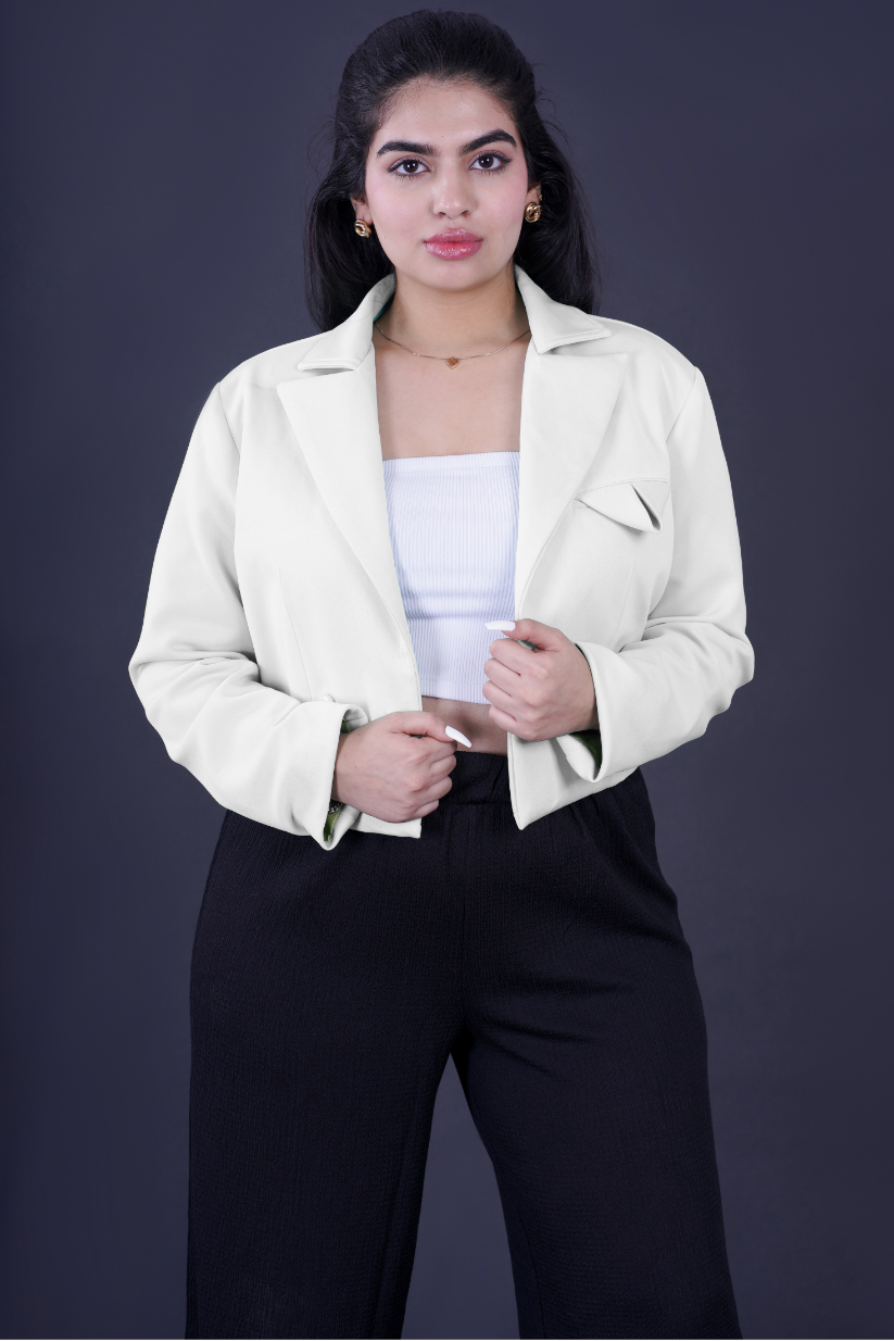 Egg-White Cropped Blazer