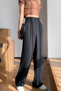 Black Wide Leg Pleated Pants