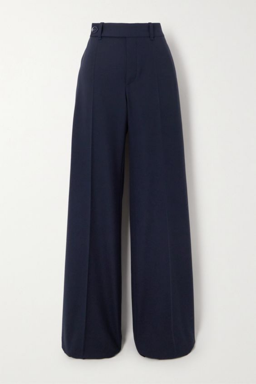 Navy Blue High Rise Wide Leg Pants