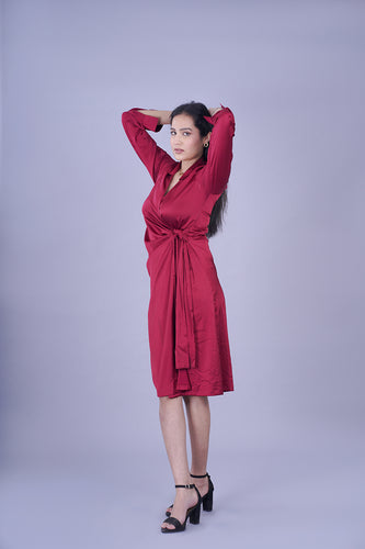 Satin Midi Wrap Dress - This dress features a lustrous satin finish and a flattering wrap design, making it the ultimate choice for a sophisticated, versatile style. Crafted with attention to detail and comfort in mind, it drapes beautifully; provides a perfect fit, and ensures you look your best while feeling at ease throughout the workday.