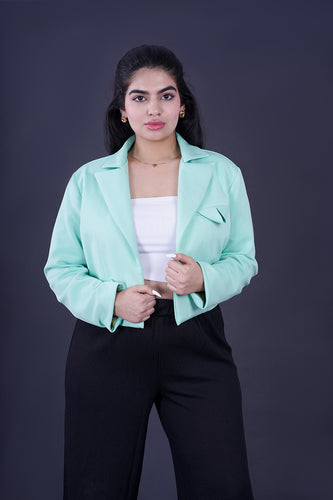 Notch Collar Cropped Blazer - This chic blazer features a classic notch collar and a trendy cropped length, making it a versatile addition to your wardrobe.