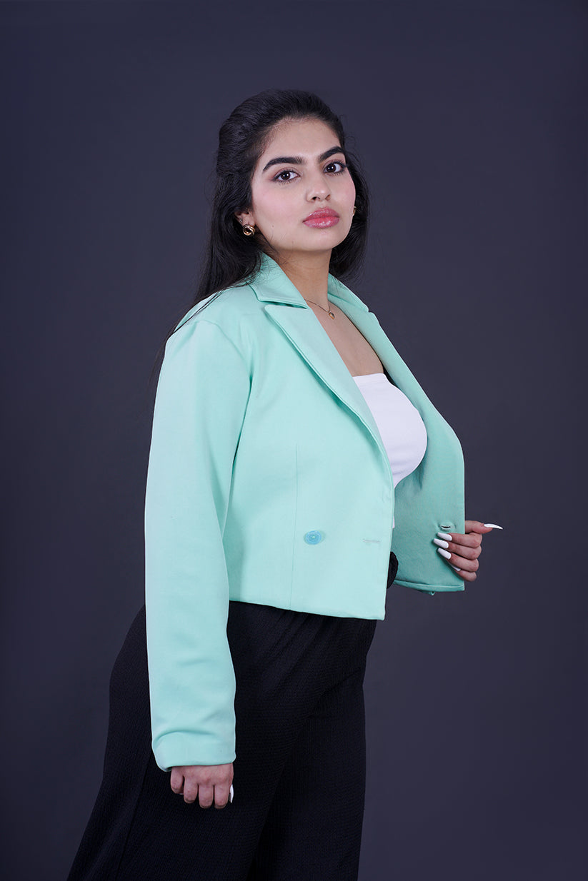 Notch Collar Cropped Blazer - This chic blazer features a classic notch collar and a trendy cropped length, making it a versatile addition to your wardrobe.