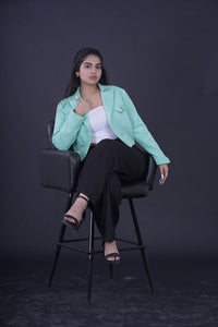 Notch Collar Cropped Blazer - This chic blazer features a classic notch collar and a trendy cropped length, making it a versatile addition to your wardrobe.