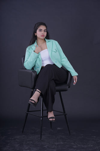 Notch Collar Cropped Blazer - This chic blazer features a classic notch collar and a trendy cropped length, making it a versatile addition to your wardrobe.