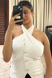 White Linen Halter Neck Top