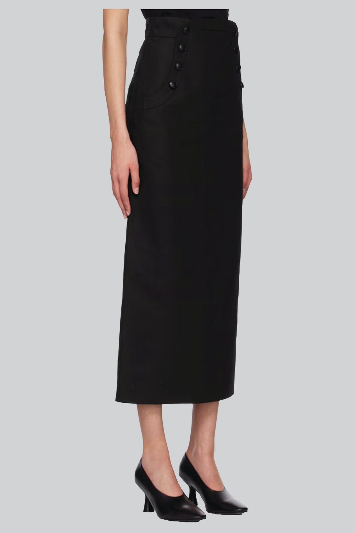 Black Linen Midi Skirt