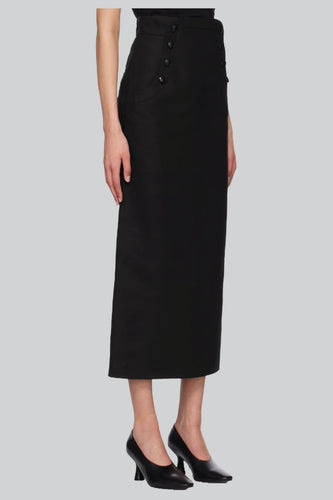 Black Linen Midi Skirt