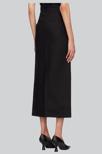 Black Linen Midi Skirt