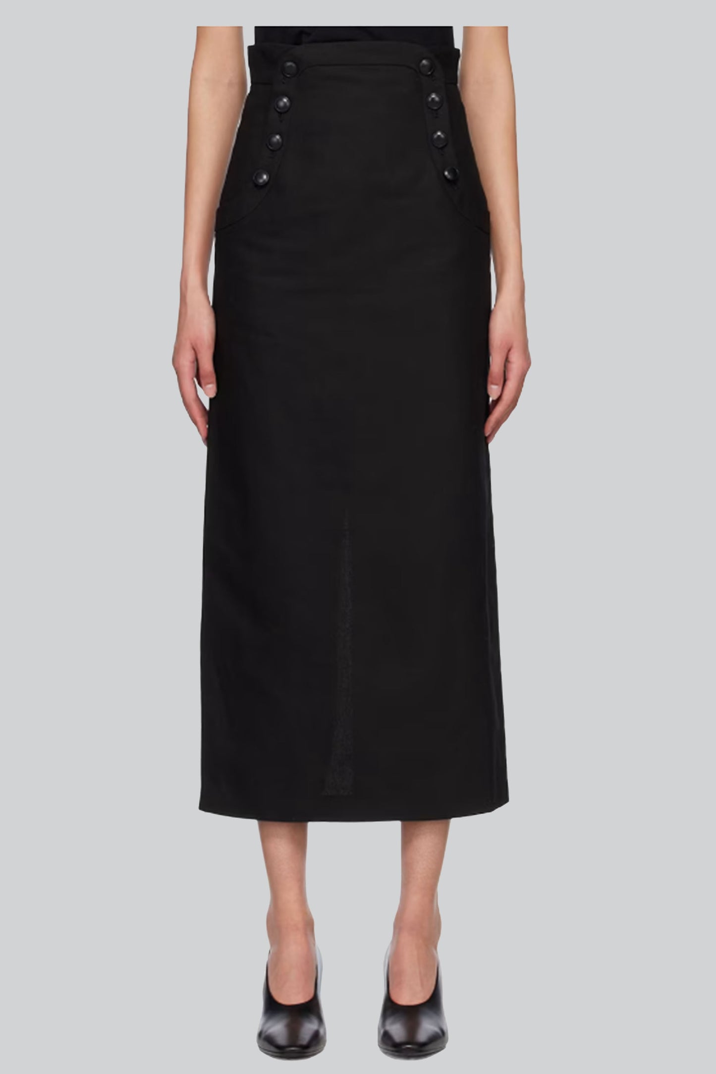 Black Linen Midi Skirt