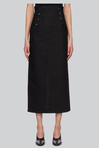 Black Linen Midi Skirt